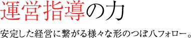 運営指導の力,安定した経営に繋がる様々な形のつぼ八フォロー。